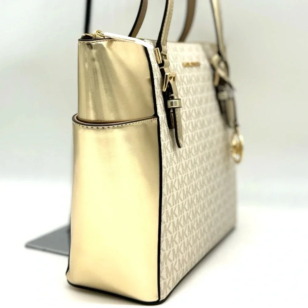 Michael Kors Large Charlotte TZ Tote Bag Gold (NWT)